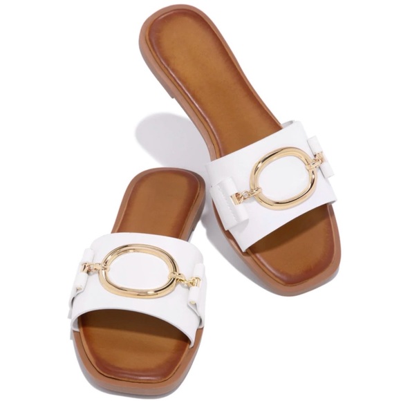 White Gold Detailing Slip On Sandal - Picture 2 of 8